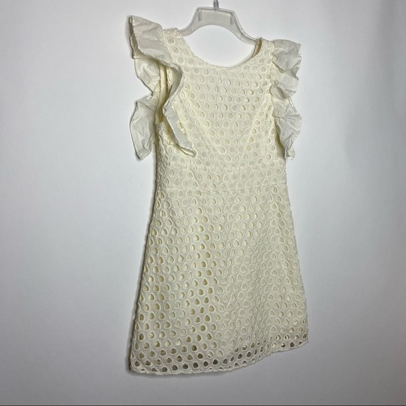 Pam & Gela Lou Flutter Sleeve Eyelet Dress 8 White - Picture 13 of 13